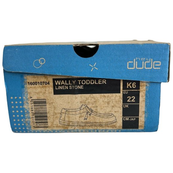 Hey Dude Wally Toddler Shoes Linen Stone Gray Slip On Size K6 M New In Box - Picture 12 of 14